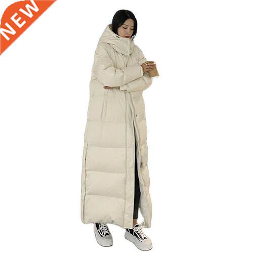 Chaqueta larga de estlo coreano para mujer, abrgo grueso y