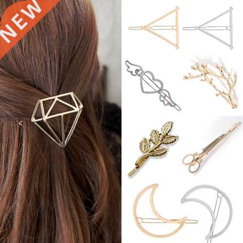 Hair Clip For Women Scissors Diamond Round Moon Leaf Unicorn