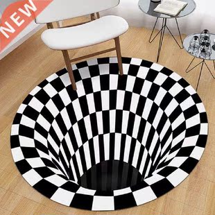 3D Rug Round Creative ea Rug Black White Lattice Rug