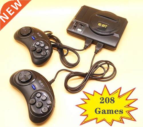 For Sega MegaDrive 16 Bit Games with 208 Different Built-in
