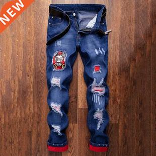 Jeans For Men Fashion Ripped Denim Trousers Biker High Quali