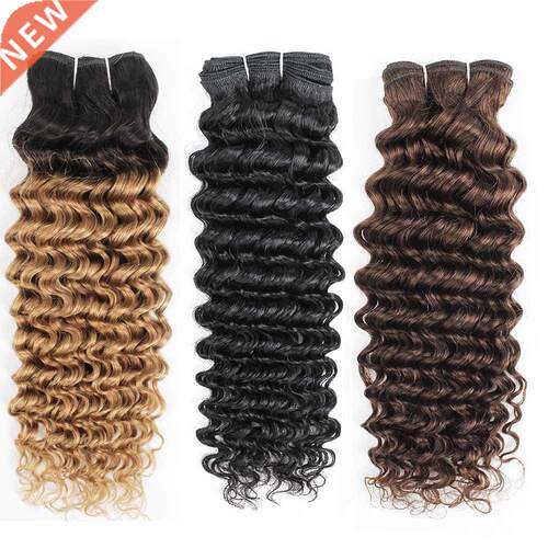 1 Bundle Deep Wave Hair Weave Natural Black Color Remy Human