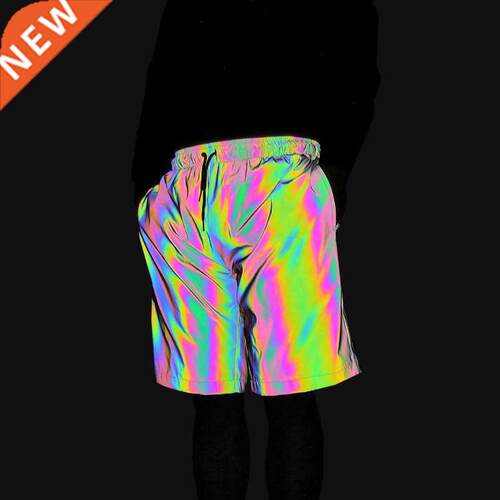 Dropshipping Colorful Reflective Shorts Men Jogging Hip Hop
