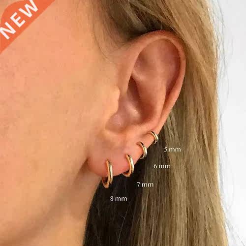 Aide 925 Sterling Silver Rose Gold Small Hoop Earrings For W