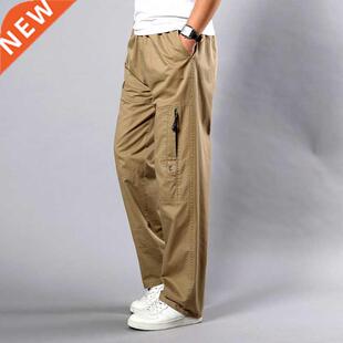 Summer Men's Khaki Pants Large Size Straight Fit Big