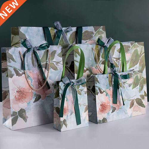 1 Pcs Floral Print High Quality Vintage Paper Gift Bag