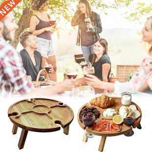 Wooden Folding Picnic Table Portable Outdoor 2 In 1 with Win