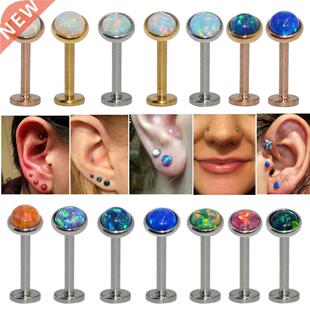1Pcs 16g Internal Thread Opal Stone Labret Monroe Lip Stud R