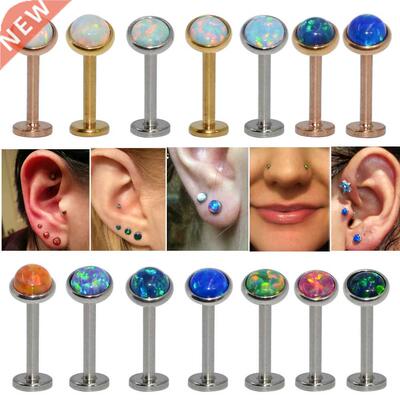 1Pcs 16g Internal Thread Opal Stone Labret Monroe Lip Stud R