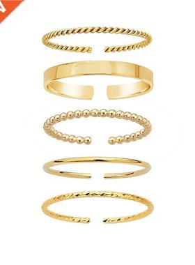 5-piece open ring colorfast simple beads woven water ripple