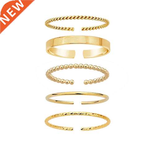 5-piece open ring colorfast simple beads woven water ripple