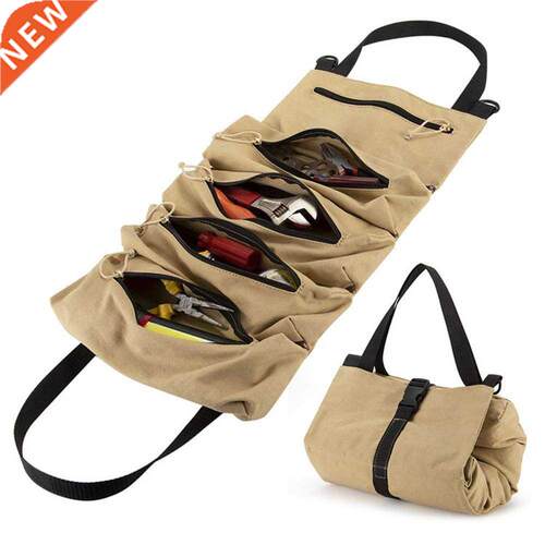Car Tool Roll Up Bags Waxed Canvas Storage Carrier Pouch