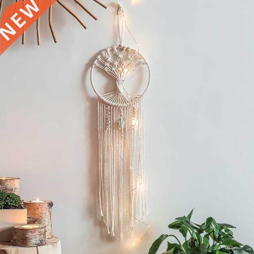 B0KB Nordic Handmade Woven Macrame Round Dream Catcher with
