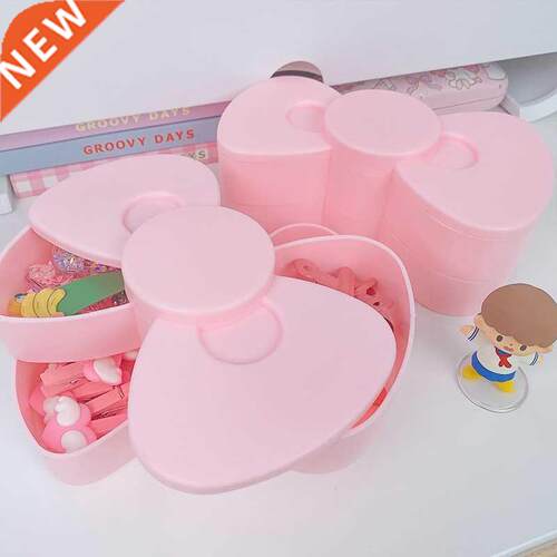 Earring Storage Box Bow-Shaped Holder Rotary Makeup Necklace