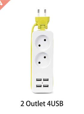 EU Plug Power Strip 4 USB Port Charger Socket, 1200W