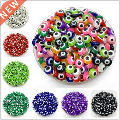 50pcs/Lot 8mm Oval Shape Spacer Beads Evil Eye Beads Stripe