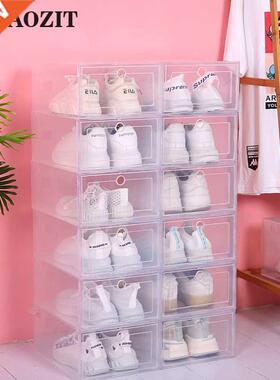 6pcs/Set Fold Plastic Shoes Case Thickened Transparent Drawe