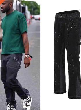 Urban Setwear Flare Pants Black Wide Leg Jeans Hip Hop Splas