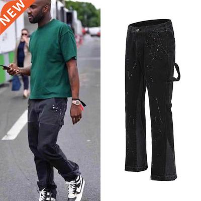 Urban Setwear Flare Pants Black Wide Leg Jeans Hip Hop Splas