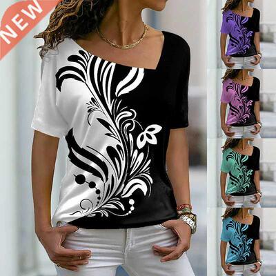 Summer Women's Fashion Casual Floral Theme Abstract T Shirt