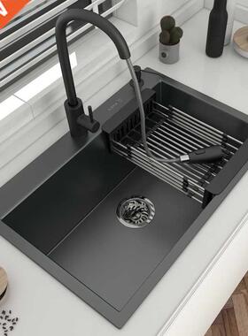 304 Stainless Steel Kitchen Sink Topmount Single Bowl DarkGr