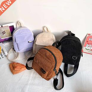 Women Corduroy Backpack Teenager Girl Winter Small School Ba