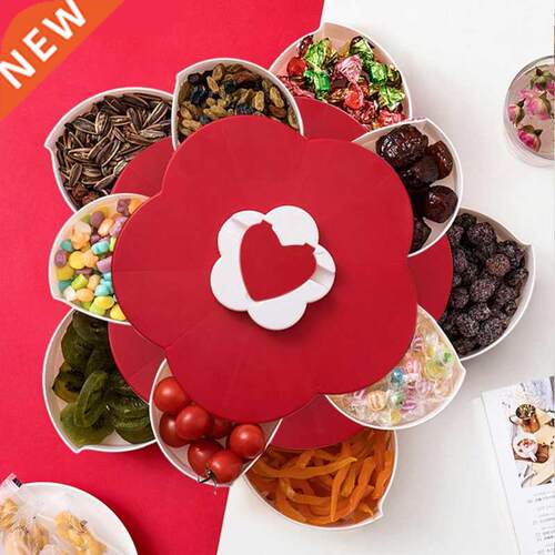 2-layer Rotating Petal Candy Box Plastic Snack Tray Case Nut