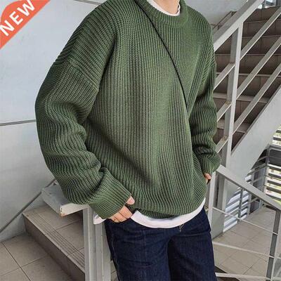 Korean Fashion Sweaters Men Autumn Solid Color Wool Sweaters