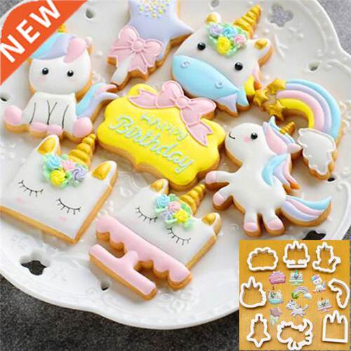 8Pcs/Set  Cute Cartoon Uncorn Horse S Fondant Cake C