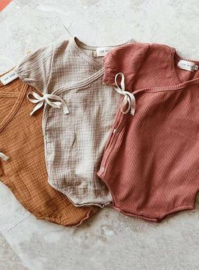 0-18M Kids Summer Short Sleeve Plain Romper Elegant Casual C