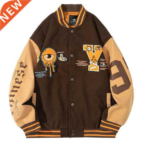 Men Women Letter Embroidery Varsity Jackets Japanese Thin Ov