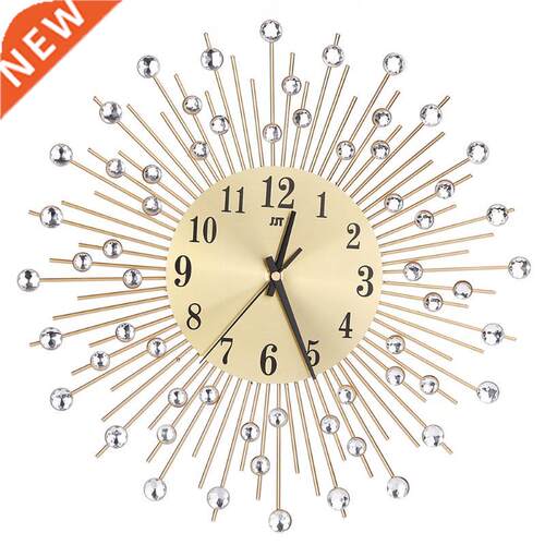 Decorative Crystal Sunburst Metal Wall Clock Home Art Wall D