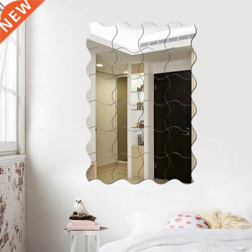 Diy Art Wave Mirror Wall Stickers 1/24Pcs Curved Mirror