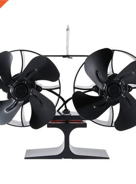 Dual Head 8 Blades Powered Stove Fan Aluminium Silent Eco-Fr