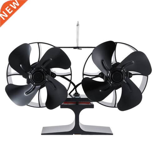 Dual Head 8 Blades Powered Stove Fan Aluminium Silent Eco-Fr