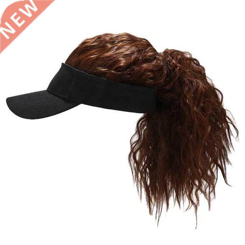 Women Fake Flair Hair Visor Sun Hat Newest Novelty Baseball
