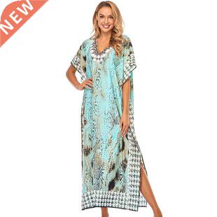 New Women Casual Long Dress Loose Print SnakeSkin Beach Maxi