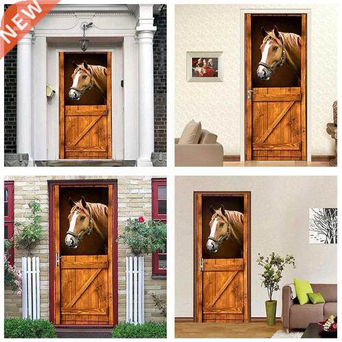 3d Door Mural Horse Stable Door Sticker Wooden Fence Wall