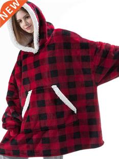 Long Hoodies Women Sweatshirt Blanket Winter Plush Fleece Ov