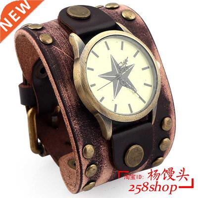 朋克复古皮手链表男 Punk Strap Leather Band Wristwatch men
