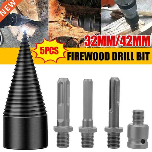 5PCS 2mm/42mm Firewood Splitter Machine Drill Bit Wood Cone