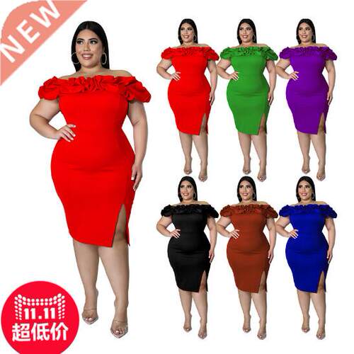 5xl Large size 200 kg fat MM hip wrap lady dress大码连衣裙女