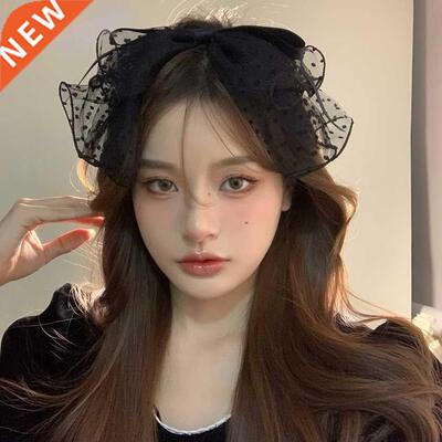 2021 New Women Elegant Dot Lace Chiffon Big Bow Hairbands Sw
