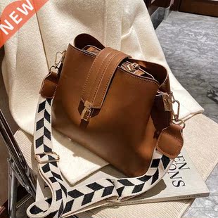 Vintage Simple Small PU Leather Bucket Crossbody Bags For Wo