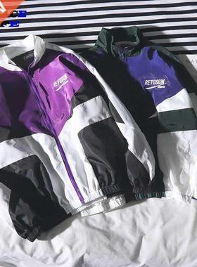 Hip Hop Spring Jackets Men Windbreaker Patchwork Autumn Loos