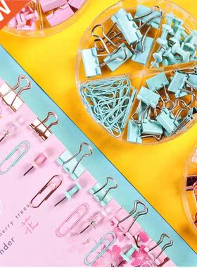 1 Box Binder Clips Combination Assorted Clamps Push Pins Set