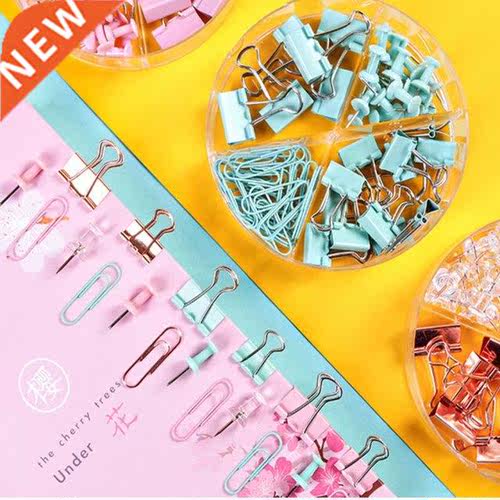 1 Box Binder Clips Combination Assorted Clamps Push Pins Set