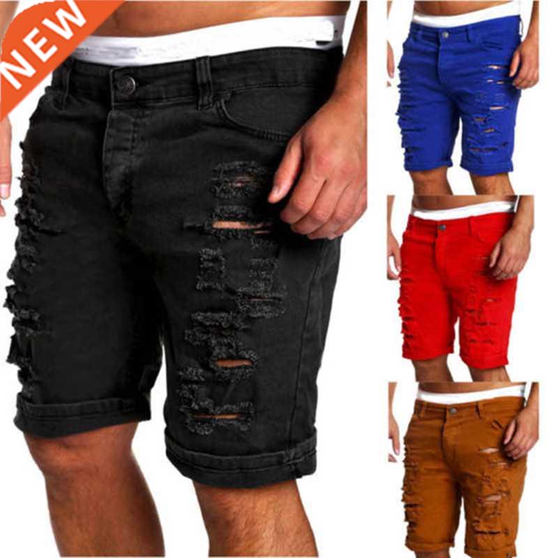 Men's Denim Chino Fashion Shorts Washed Denim Boy Skinny Run图片