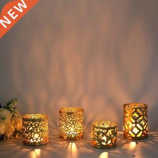 Iron Openwork Cndle Holder Hollow Vintge Lnterns Tble