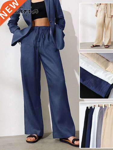 Women's Cotton Pants Gray High Waisted Harem Loose Soft Elas